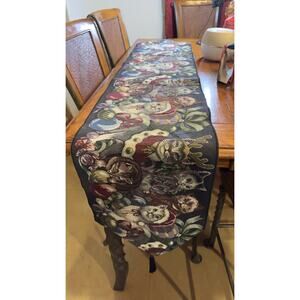 Christmas Cats Table Runner Whimsical Kitty Curious Cat 68” x 13" Tapestry Black